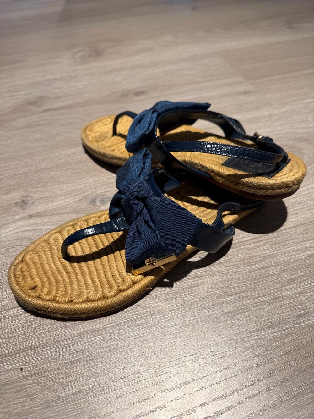 Tory Burch Navy Bow Rope-Style Sandals